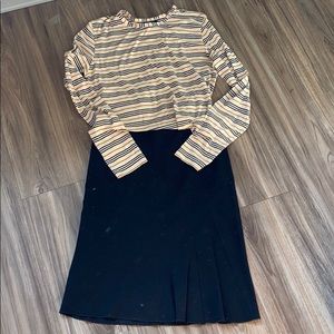 Tahari Black Skirt with Front Kick Pleat